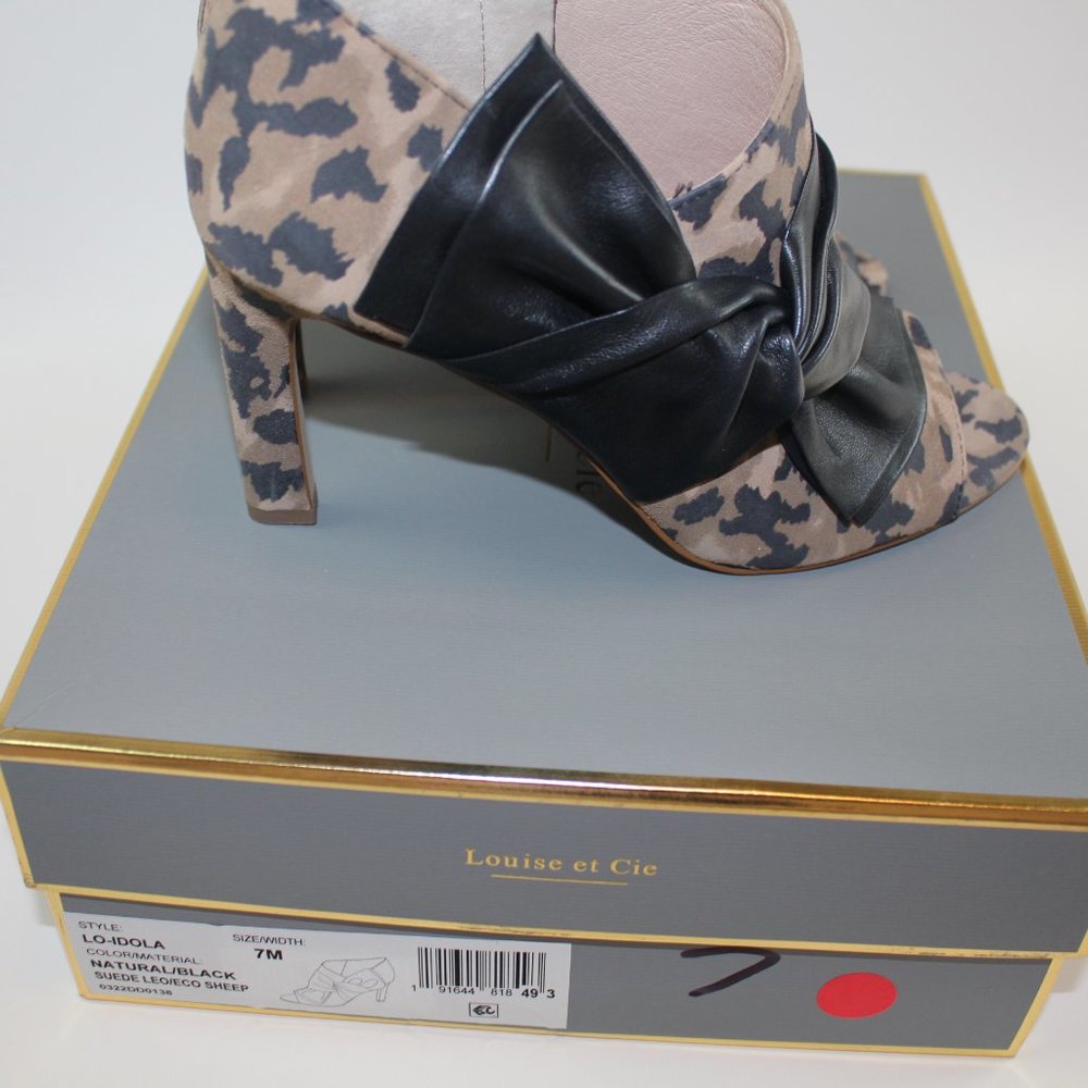 Louise et Cie Lo Idola Open Toe Bootie Heeled Boot Leopard Women Shoe 7 NEW FLAW - Picture 11 of 13
